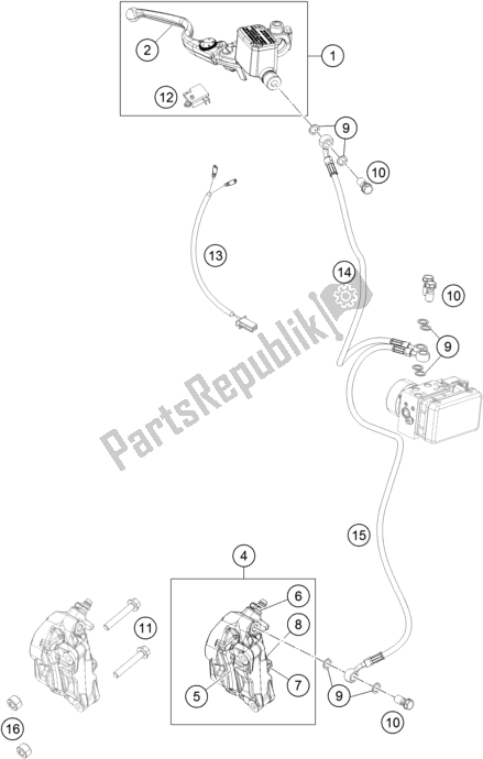 Toutes les pièces pour le étrier De Frein Avant du KTM 390 Duke,white-CKD 17 2017