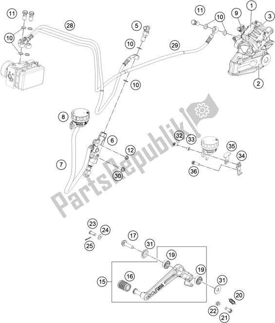 Todas las partes para Pinza De Freno Trasera de KTM 390 Duke,white-CKD 17 2017