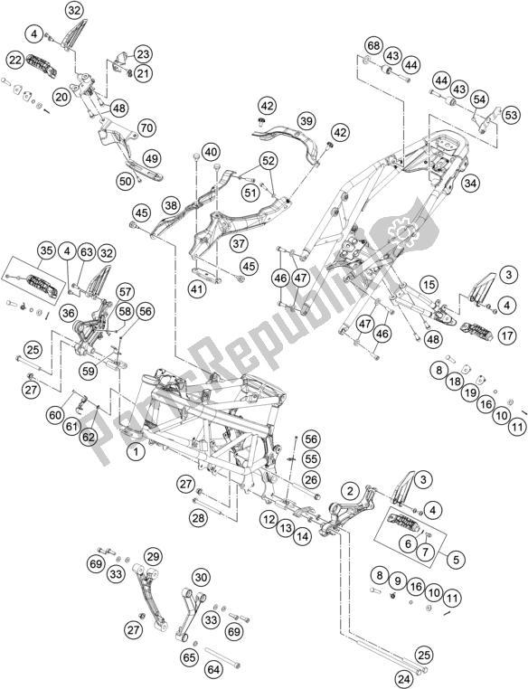 Tutte le parti per il Telaio del KTM 390 Duke,white-CKD 17 2017