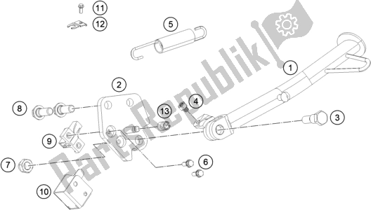 Todas las partes para Soporte Lateral / Central de KTM 390 Duke,white-CKD 17 2017