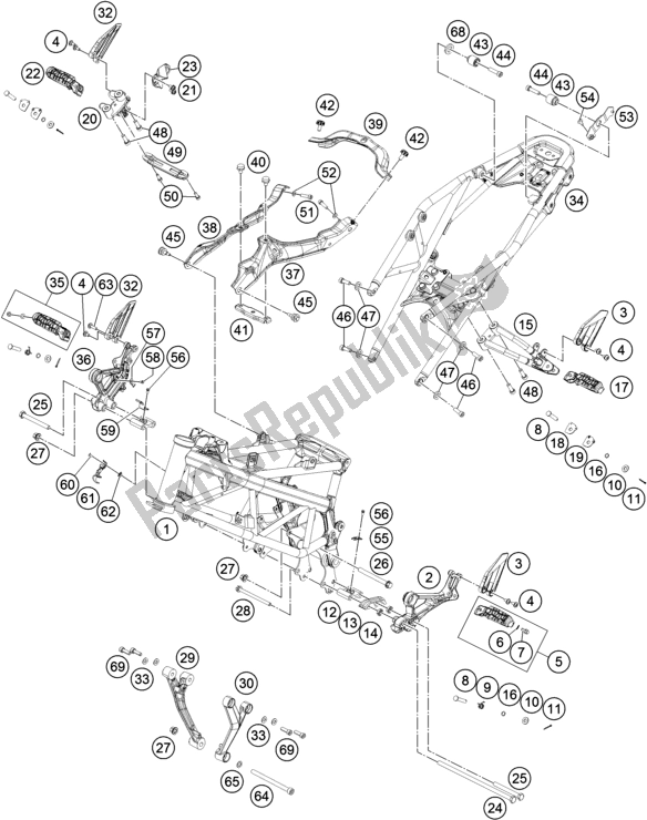 Toutes les pièces pour le Cadre du KTM 390 Duke White B. D. 17 2017