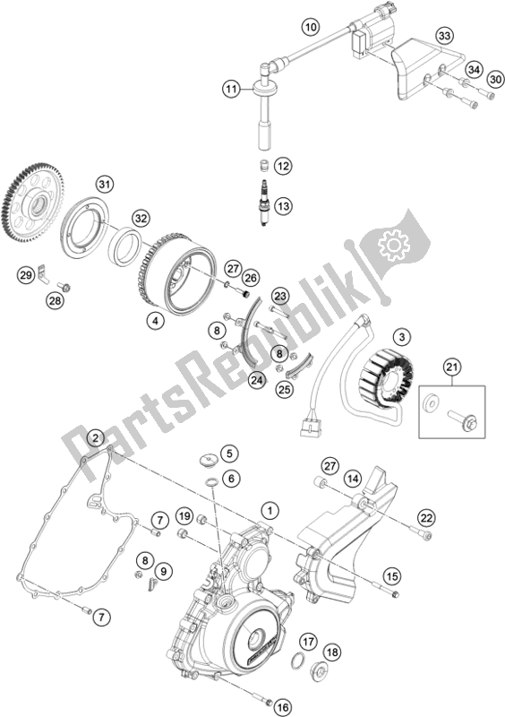 All parts for the Ignition System of the KTM 390 Duke White B. D. 17 2017