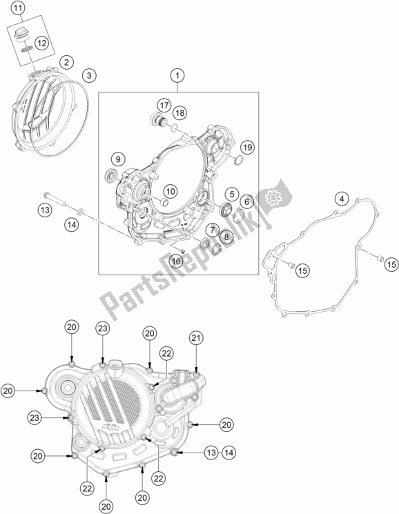 Toutes les pièces pour le Couvercle D'embrayage du KTM 450 Exc-f 2017