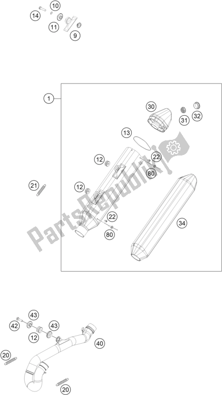 Tutte le parti per il Impianto Di Scarico del KTM 450 Exc-f 2017