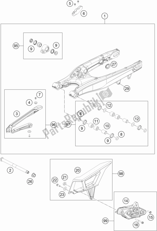 Toutes les pièces pour le Bras Oscillant du KTM 450 Exc-f 2017