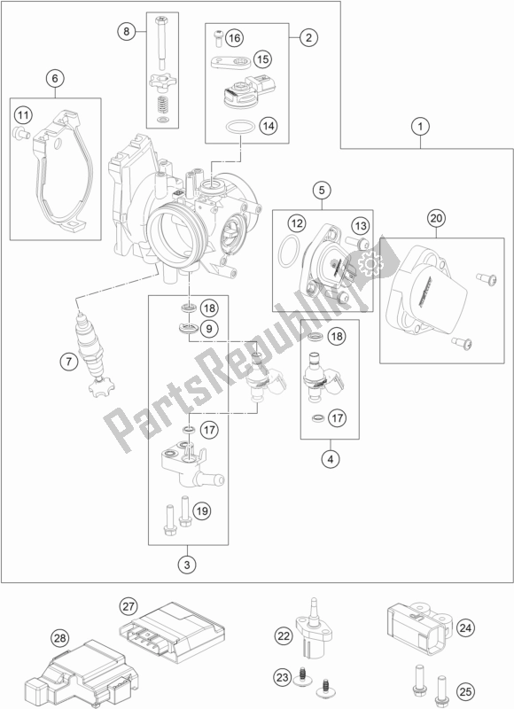 Toutes les pièces pour le Corps De Papillon du KTM 450 Exc-f 2017