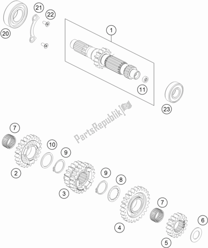 Toutes les pièces pour le Transmission I - Arbre Principal du KTM 450 Exc-f 2017