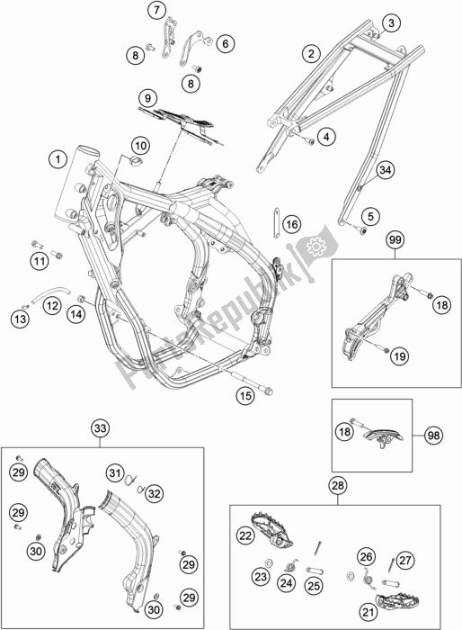 Todas las partes para Marco de KTM 450 Exc-f 2018