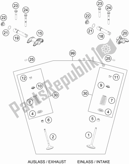 Tutte le parti per il Azionamento Della Valvola del KTM 450 Exc-f 2018