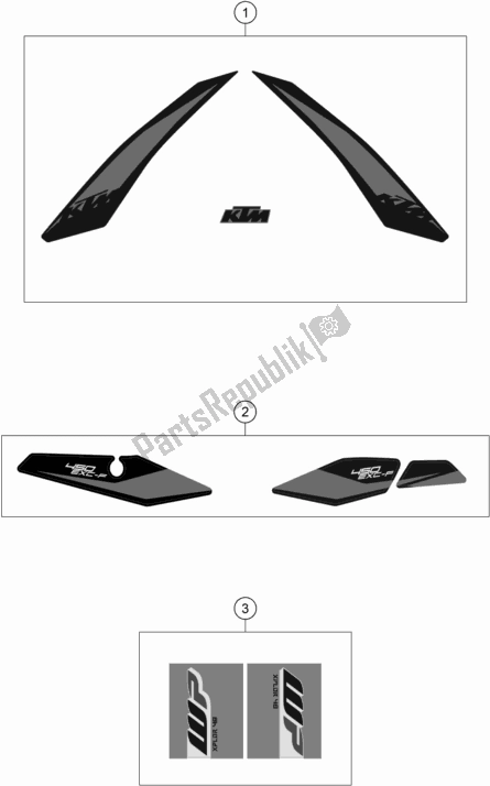 All parts for the Decal of the KTM 450 Exc-f 2019