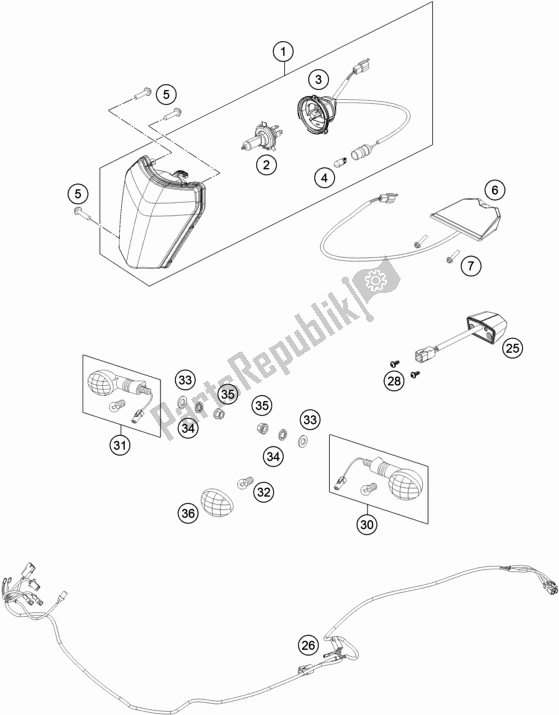 All parts for the Lighting System of the KTM 450 Exc-f 2019