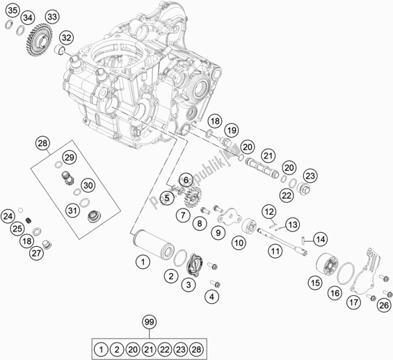 Todas as partes de Sistema De Lubrificação do KTM 450 Exc-f 2019