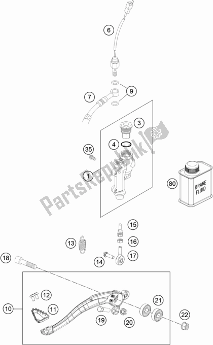 All parts for the Rear Brake Control of the KTM 450 Exc-f 2019