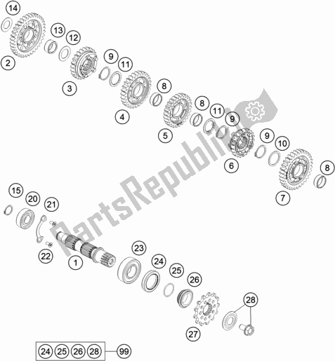 All parts for the Transmission Ii - Countershaft of the KTM 450 Exc-f 2019