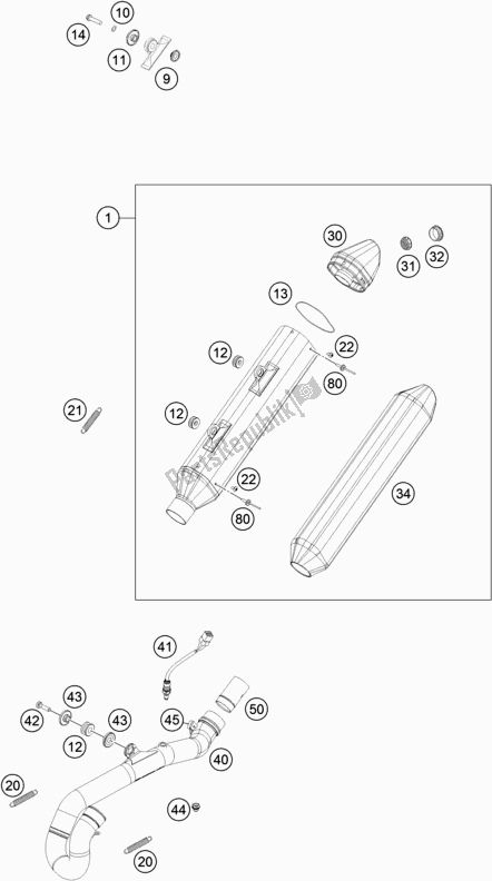 All parts for the Exhaust System of the KTM 450 Exc-f EU 2017