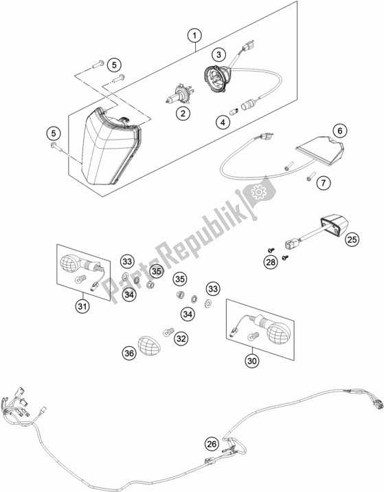 All parts for the Lighting System of the KTM 450 Exc-f EU 2017