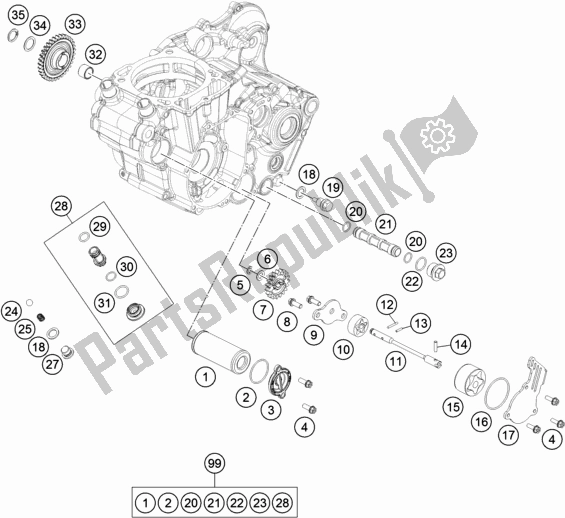 All parts for the Lubricating System of the KTM 450 Exc-f EU 2017