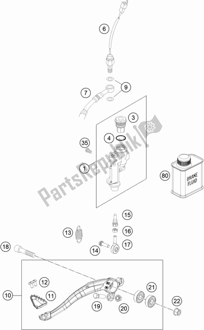 Todas las partes para Control De Freno Trasero de KTM 450 Exc-f EU 2017