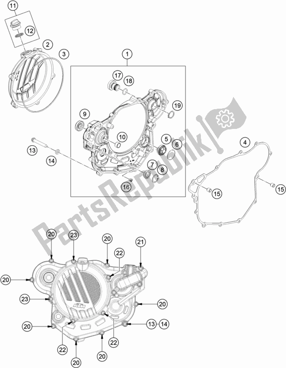 Tutte le parti per il Coperchio Frizione del KTM 450 Exc-f EU 2018