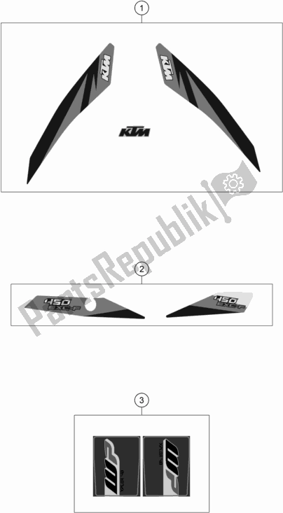All parts for the Decal of the KTM 450 Exc-f EU 2018