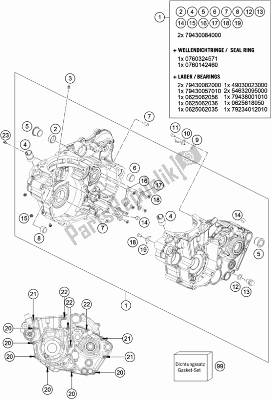 Tutte le parti per il Cassa Del Motore del KTM 450 Exc-f EU 2018