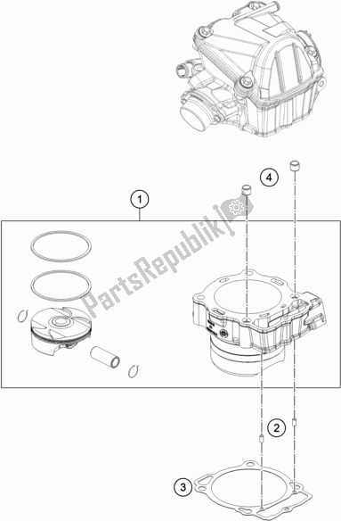 All parts for the Cylinder of the KTM 450 Exc-f EU 2019