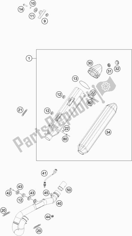 Toutes les pièces pour le Système D'échappement du KTM 450 Exc-f EU 2019