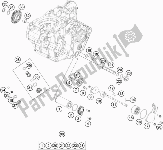 All parts for the Lubricating System of the KTM 450 Exc-f EU 2019