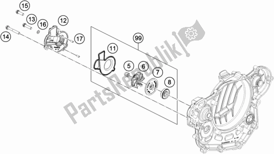 All parts for the Water Pump of the KTM 450 Exc-f EU 2019