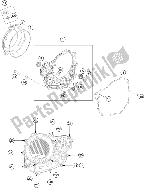 Toutes les pièces pour le Couvercle D'embrayage du KTM 450 Exc-f EU 2020