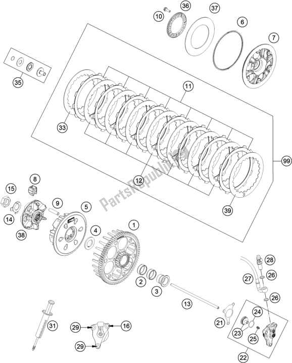 All parts for the Clutch of the KTM 450 Exc-f EU 2020