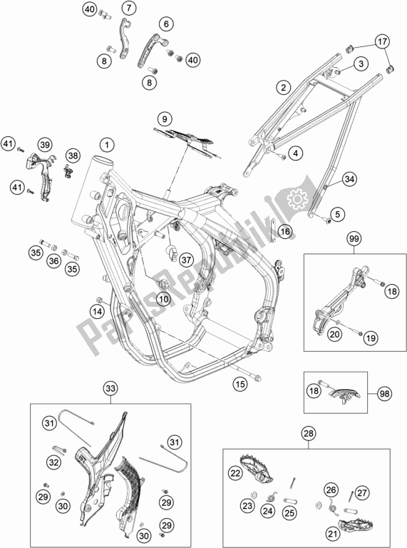 All parts for the Frame of the KTM 450 Exc-f EU 2020