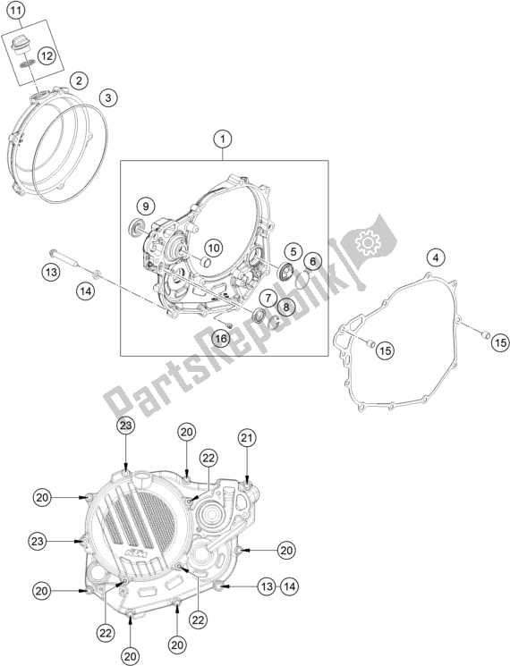 All parts for the Clutch Cover of the KTM 450 Exc-f EU 2021