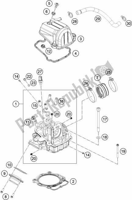 All parts for the Cylinder Head of the KTM 450 Exc-f EU 2021