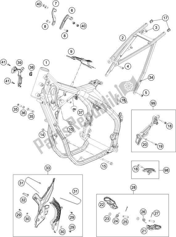 Toutes les pièces pour le Cadre du KTM 450 Exc-f EU 2021