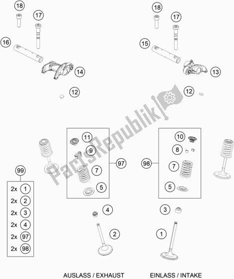 All parts for the Valve Drive of the KTM 450 Exc-f EU 2021
