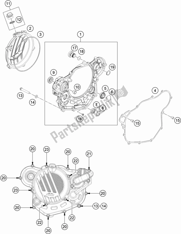 Todas as partes de Tampa Da Embreagem do KTM 450 Exc-f SIX Days EU 2017