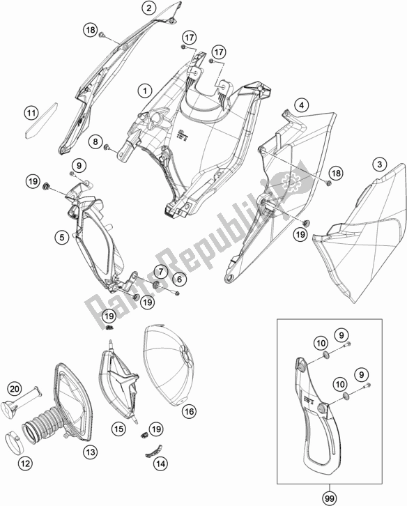 Alle onderdelen voor de Luchtfilter van de KTM 450 Exc-f SIX Days EU 2018