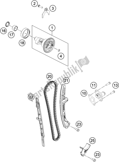 All parts for the Timing Drive of the KTM 450 Exc-f SIX Days EU 2018