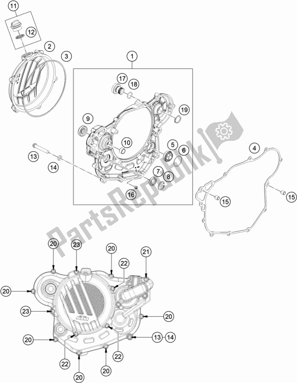 Toutes les pièces pour le Couvercle D'embrayage du KTM 450 Exc-f SIX Days EU 2019