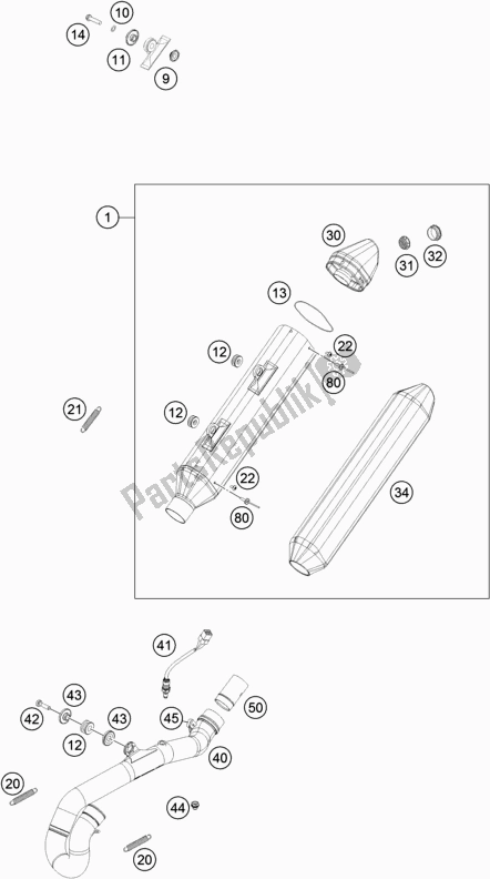 Alle onderdelen voor de Uitlaatsysteem van de KTM 450 Exc-f SIX Days EU 2019