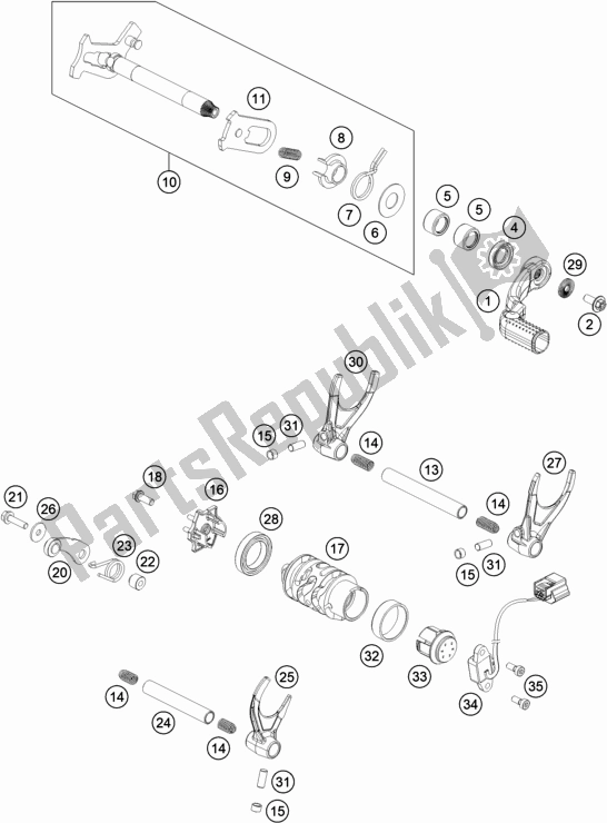 Toutes les pièces pour le Mécanisme De Changement du KTM 450 Exc-f SIX Days EU 2019