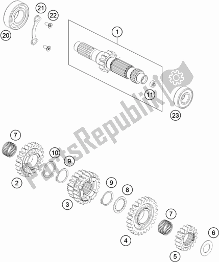 All parts for the Transmission I - Main Shaft of the KTM 450 Exc-f SIX Days EU 2020