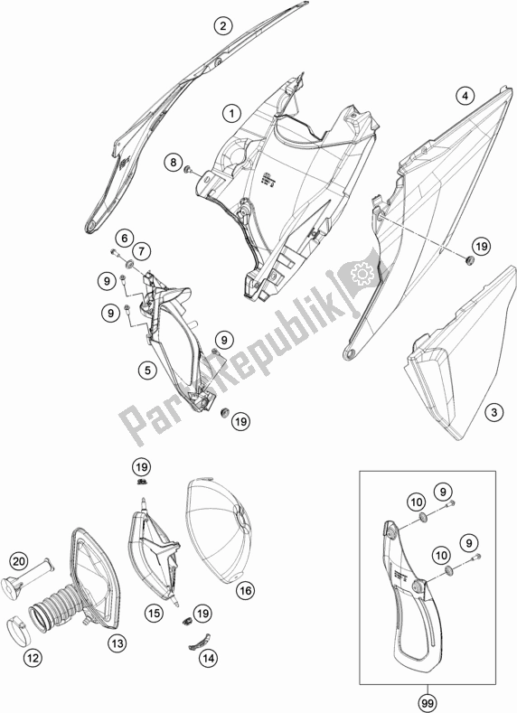 Toutes les pièces pour le Filtre à Air du KTM 450 Exc-f SIX Days EU 2021