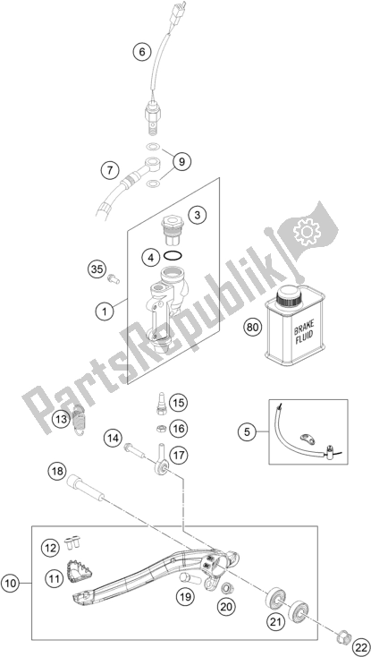 Toutes les pièces pour le Commande De Frein Arrière du KTM 450 Exc-f SIX Days EU 2021