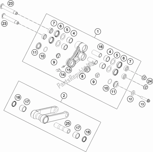 All parts for the Pro Lever Linking of the KTM 450 Rally Factory Replica 2019