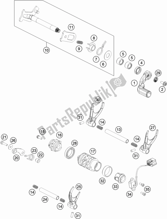 Alle onderdelen voor de Schakelmechanisme van de KTM 450 Rally Factory Replica 2019
