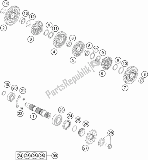 All parts for the Transmission Ii - Countershaft of the KTM 450 Rally Factory Replica 2019