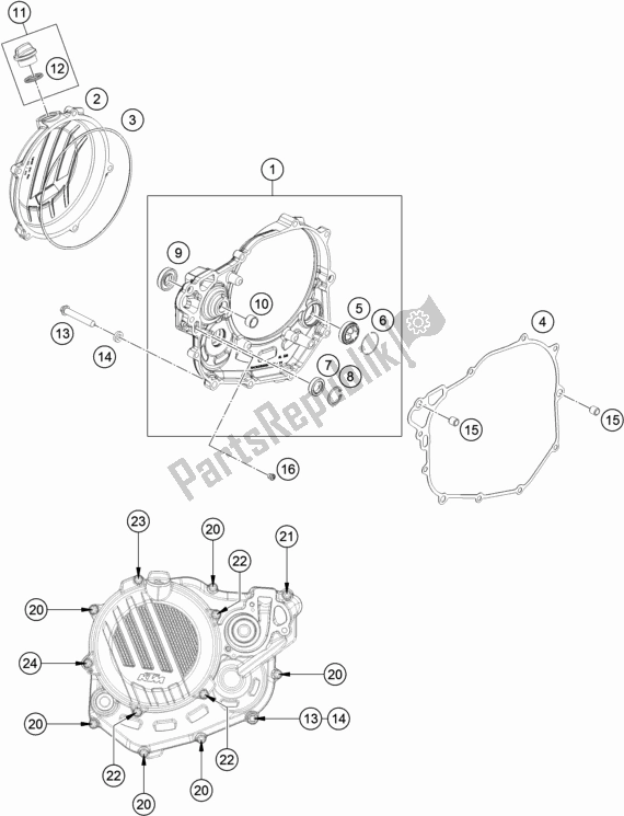 All parts for the Clutch Cover of the KTM 450 Rally Factory Replica 2020