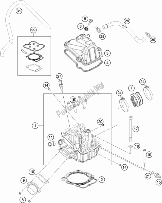 All parts for the Cylinder Head of the KTM 450 Rally Factory Replica 2020